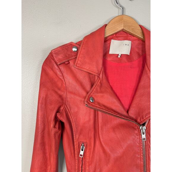 IRO Ashville Lambskin Leather Jacket $1200 size 0 - Picture 8 of 11